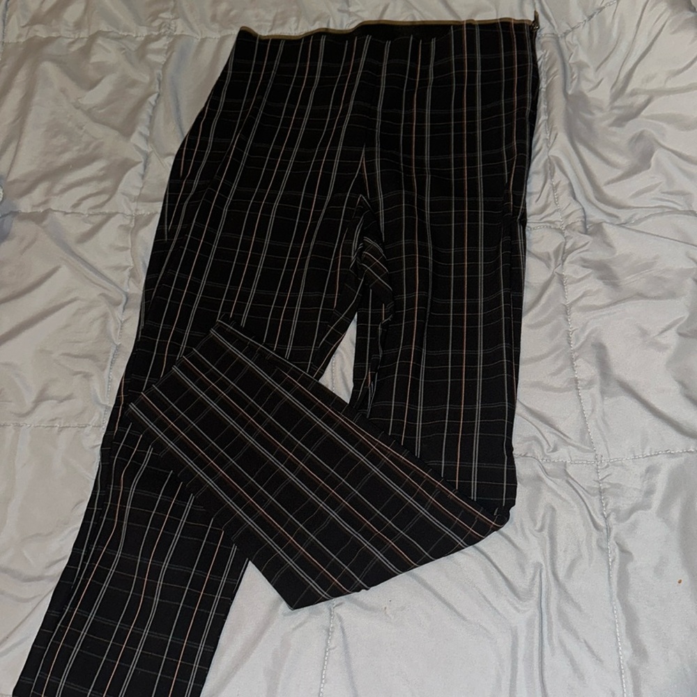 Striped high-waisted skinny capri pants